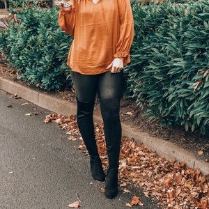 Over the Knee faux suede block heel black boots